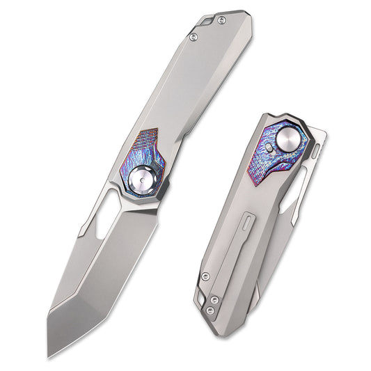 REMETTE RT-Peregrine Falcon Titanium M390 Knife Innovative Button Lock Structure Design Folding Pocket Knives RTT1-GX with Safety Lock