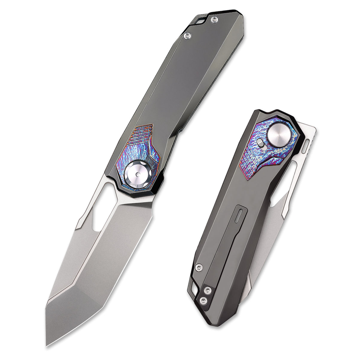 REMETTE RT-Peregrine Falcon Folding Pocket Knife Innovative Button Lock Structure Design M390 Blade Titanium Handle Knives RTT1-TGX with Safety Lock