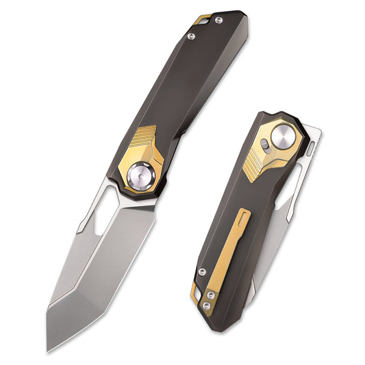 REMETTE RT-Peregrine Falcon Folding Pocket Knife Innovative Button Lock Structure Design M390 Blade Titanium Handle Knives RTT1-BX with Safety Lock