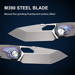 REMETTE RT-Peregrine Falcon Folding Pocket Knife Innovative Button Lock Structure Design M390 Blade Titanium Handle Knives RTT1-TGX with Safety Lock