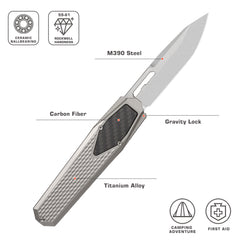 REMETTE Innovative Design RT-Swordfish Gravity Knife Titanium Handle Manual Fine Grinding Pearlescent Surface Wire Drawing M390 Blade