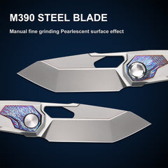 REMETTE RT-Peregrine Falcon Titanium M390 Knife Innovative Button Lock Structure Design Folding Pocket Knives RTT1-G