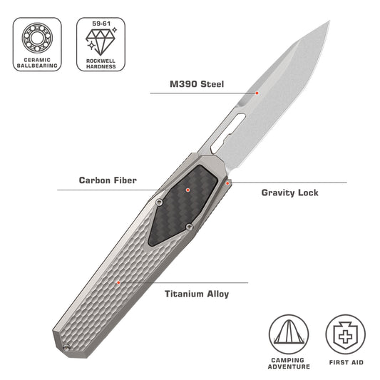 REMETTE Titanium Handle M390 Blade Gravity Knife