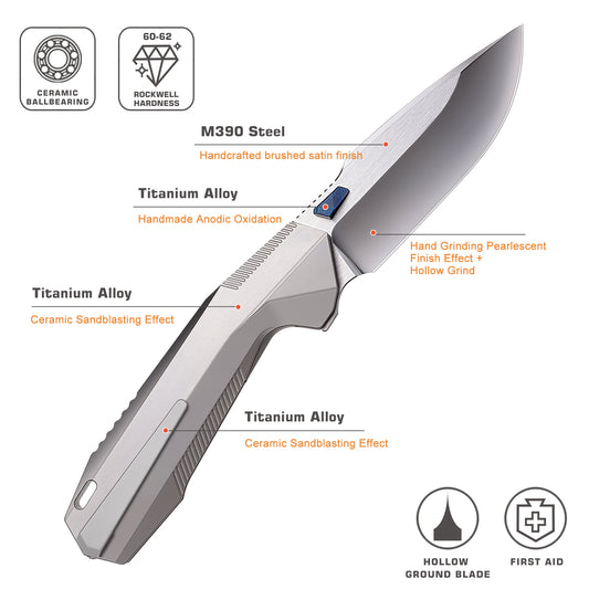 REMETTE RT-WK1 Disassembly Knife Titanium Handle M390 Blade WK1-D