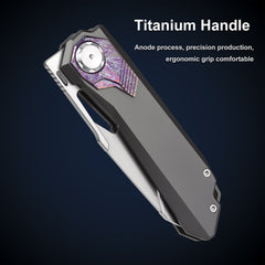 REMETTE RT-Peregrine Falcon Folding Pocket Knife Innovative Button Lock Structure Design M390 Blade Titanium Handle Knives RTT1-TGX with Safety Lock