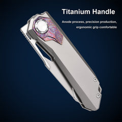 REMETTE RT-Peregrine Falcon Titanium M390 Knife Innovative Button Lock Structure Design Folding Pocket Knives RTT1-G