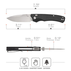 REMETTE Button Lock Folding Pocket Knife Sharp 14C28N Blade Reversible Pocket Clip Durable Micarta Handle Men Women EDC Hiking Fishing Camping Knives WD107