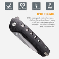 REMETTE RT-BEE 14C28N Blade Knife Outdoor Folding Pocket EDC Knives with Fruit Food Fork Toothpick RT-BEE-G