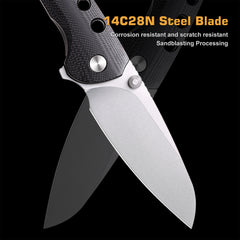 REMETTE RT-BEE 14C28N Blade Knife Outdoor Folding Pocket EDC Knives with Fruit Food Fork Toothpick RT-BEE-G