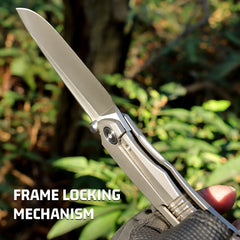 REMETTE Best Folding Pocket Titanium Knives Manual Grinding Pearlescent Satin M390 Blade Thumb Stud Opener Front Flipper Outdoor Camping Hiking Knife WD108-G