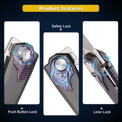 REMETTE RT-Peregrine Falcon Folding Pocket Knife Innovative Button Lock Structure Design M390 Blade Titanium Handle Knives RTT1-TGX with Safety Lock