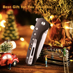 REMETTE RT-BEE 14C28N Blade Knife Outdoor Folding Pocket EDC Knives with Fruit Food Fork Toothpick RT-BEE-G