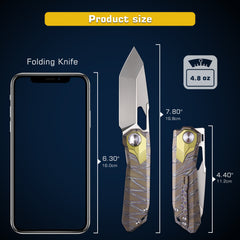 REMETTE RT-Peregrine Falcon Knife Innovative Button Lock Structure Design Thunder Lightn Textures Titanium Handle M390 Knives RTT1-C