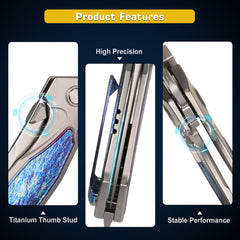 REMETTE RT-Kingfisher EDC Folding Pocket Knife M390 Blade Thunder Lightn Textures Titanium Handle Knives RTKF3