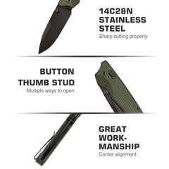 REMETTE Micarta Folding Pocket Knife Plating Titanium Black Blade Best Outdoor Camping Tactical Survival Knives