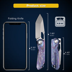 REMETTE RT-Peregrine Falcon Knife Innovative Button Lock Structure Design Thunder Lightn Textures Titanium Handle M390 Knives RTT1-T