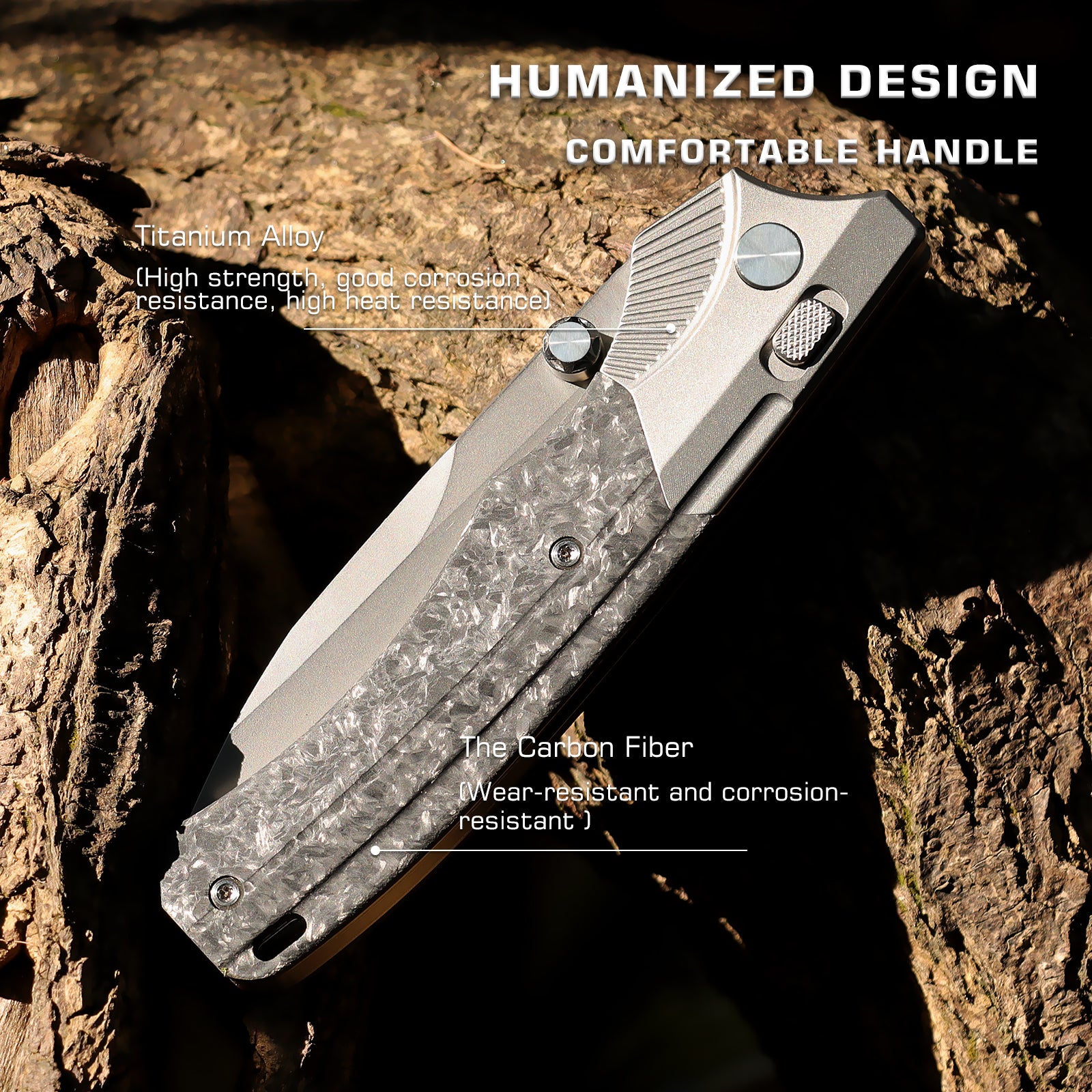 REMETTE M390 Folding Pocket Knife Titanium Carbon Fiber Handle 