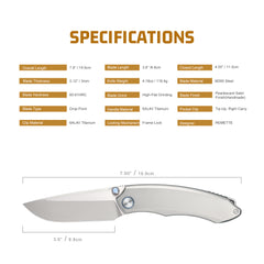 REMETTE Best Folding Pocket Titanium Knives Manual Grinding Pearlescent Satin M390 Blade Thumb Stud Opener Front Flipper Outdoor Camping Hiking Knife WD108-G