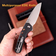 REMETTE RT-BEE 14C28N Blade Knife Outdoor Folding Pocket EDC Knives with Fruit Food Fork Toothpick RT-BEE-G