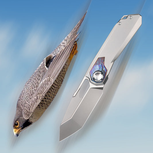 REMETTE RT-Peregrine Falcon Titanium M390 Knife Innovative Button Lock Structure Design Folding Pocket Knives RTT1-G